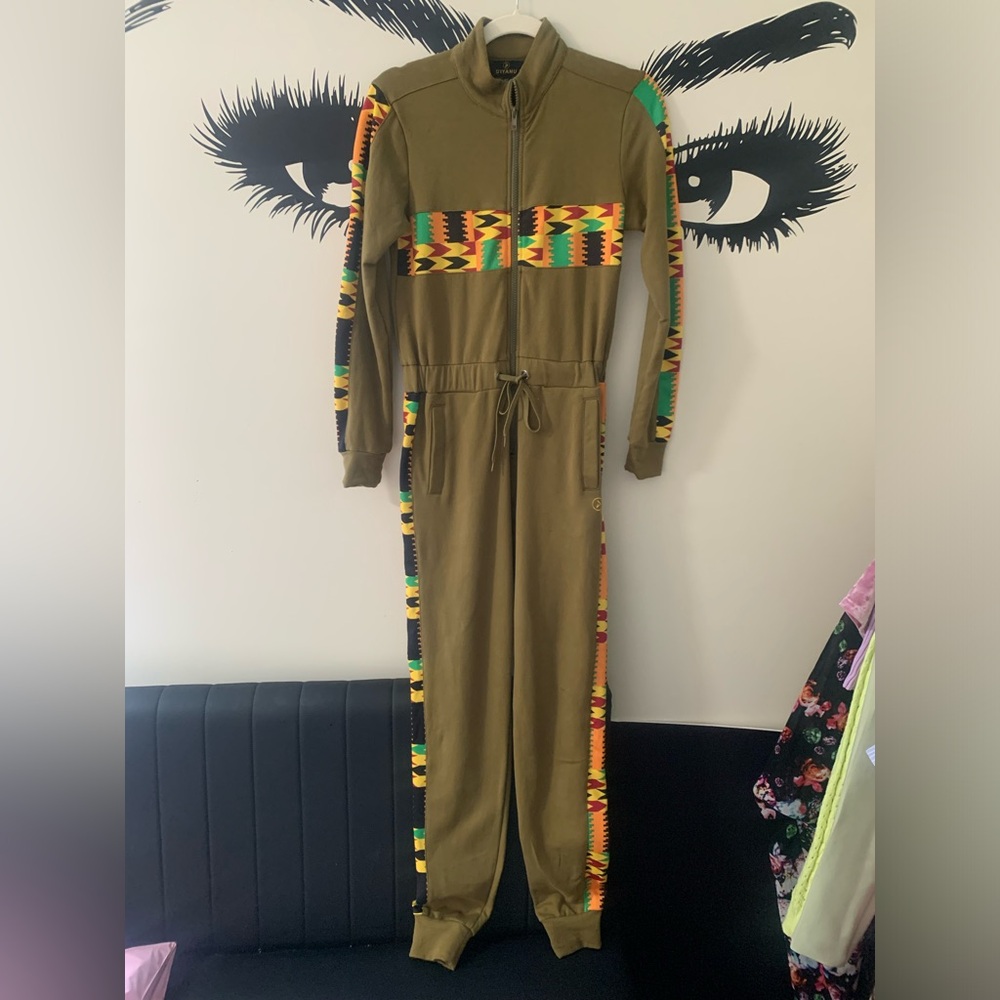 Imanu African Print Zip Jumpsuit w/pockets
